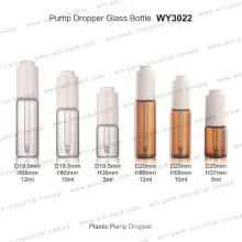 Pump Dropper Glass Bottle Amber Color Transparent Clear Glass Bottle with Press Dropper 5ml 10ml 12ml Customized Color Cosmetic Bottle